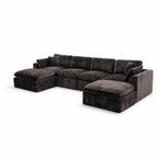 146‘’ U-Shape Sectional Couch 4+2 Max Capacity Sofa, Deep Chenille Extra-Large Modular Sofa for Home Theater
