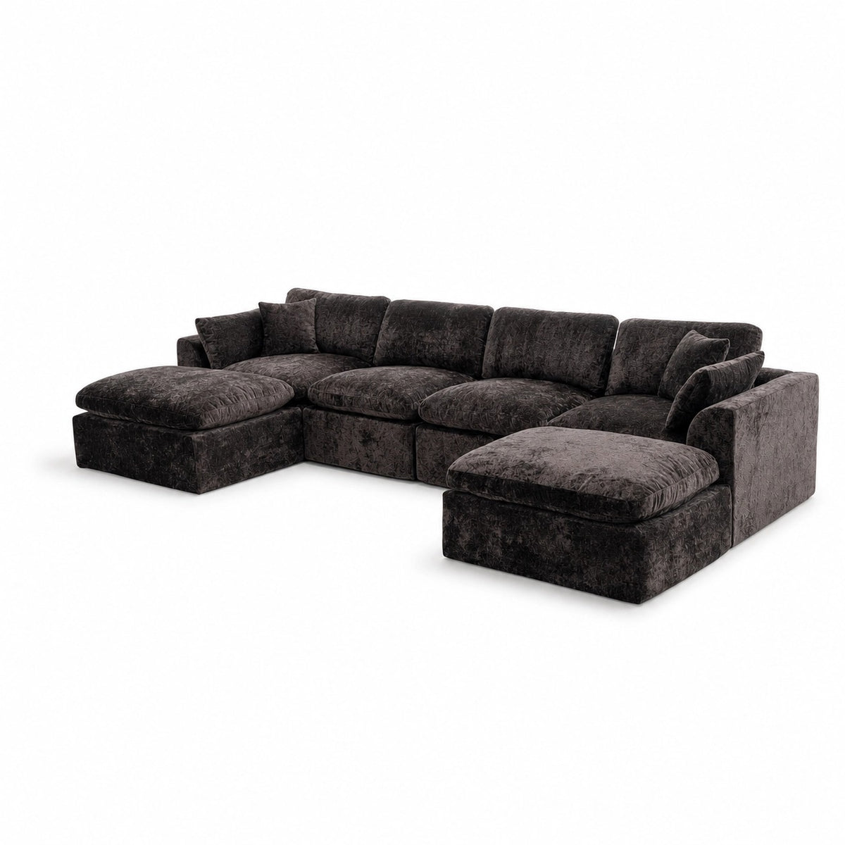 146‘’ U-Shape Sectional Couch 4+2 Max Capacity Sofa, Deep Chenille Extra-Large Modular Sofa for Home Theater