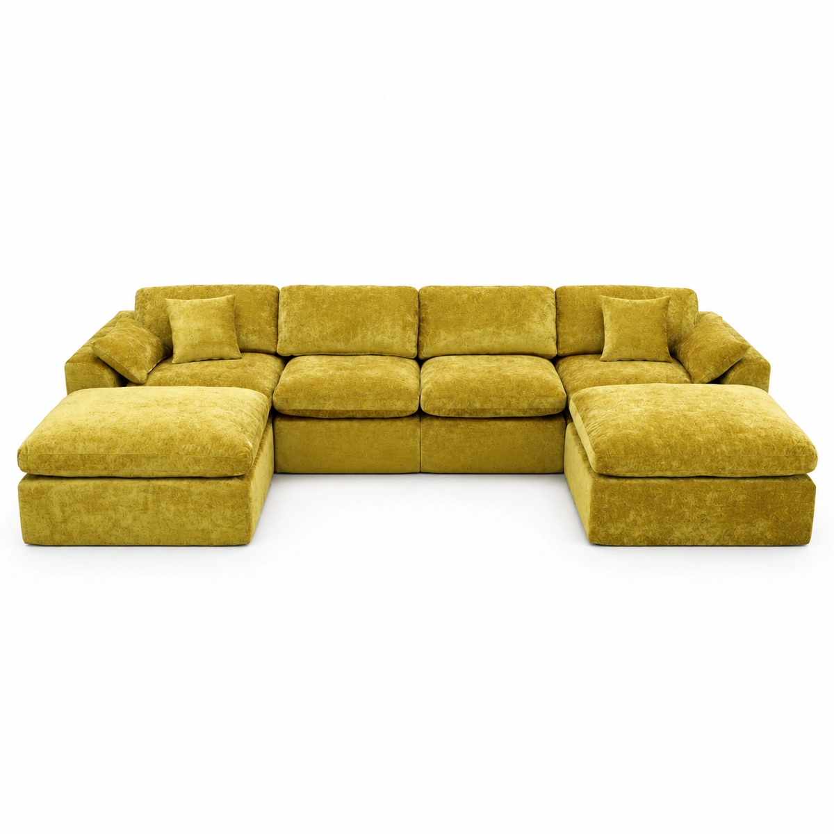 146‘’ U-Shape Sectional Couch 4+2 Max Capacity Sofa, Deep Chenille Extra-Large Modular Sofa for Home Theater