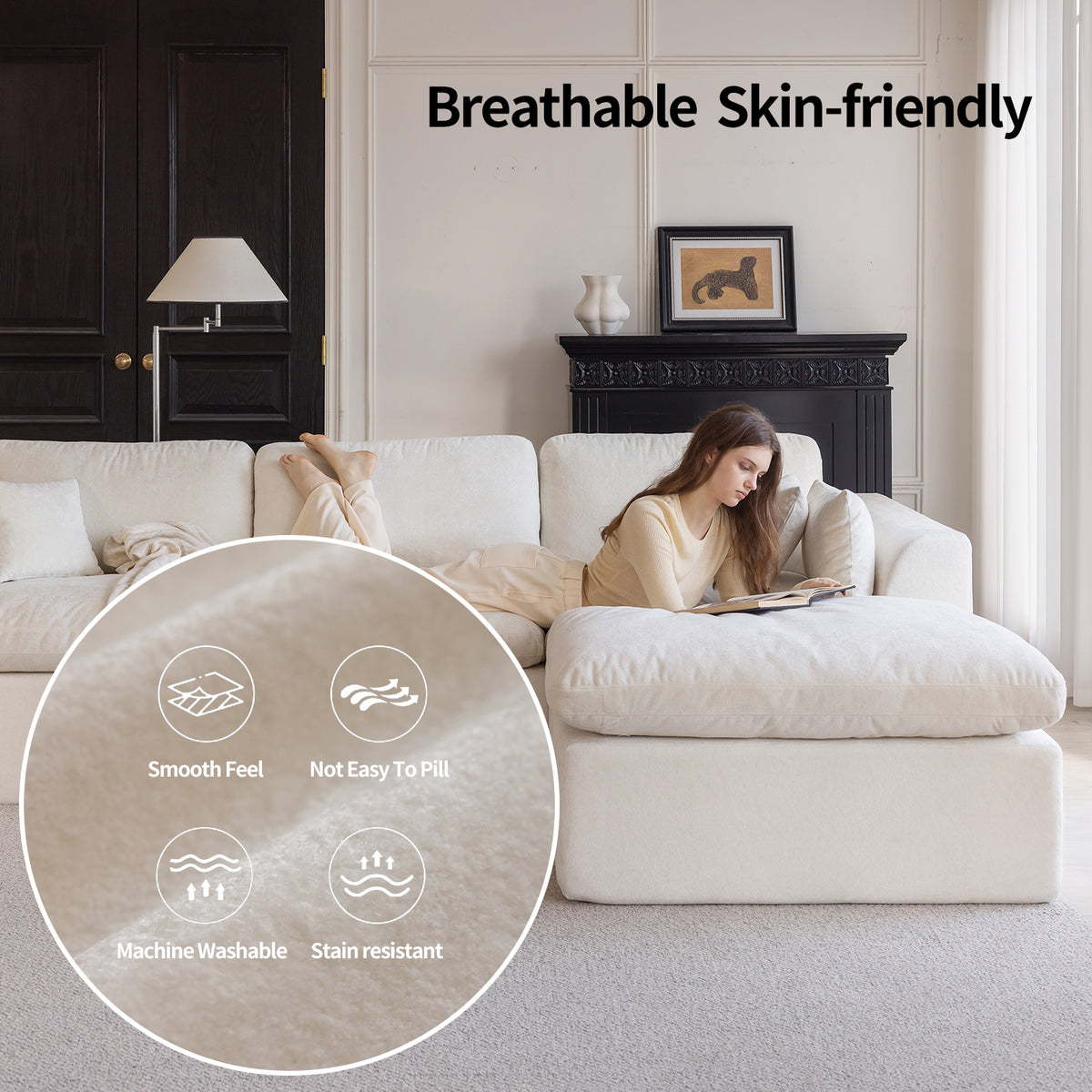 146‘’ L-Shape Sectional Couch 4+1 Extra-Wide Sofa, Deep Chenille Spacious Modular Sofa for Big Living Room