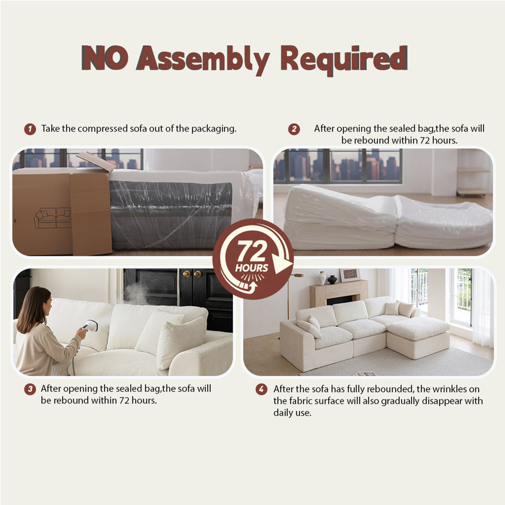 Cloud Sectional Couch for Living Room, Modern L-Shape Sofa with Back Cushion, Oversized Convertible Deep Chenille Seater Modular Couches