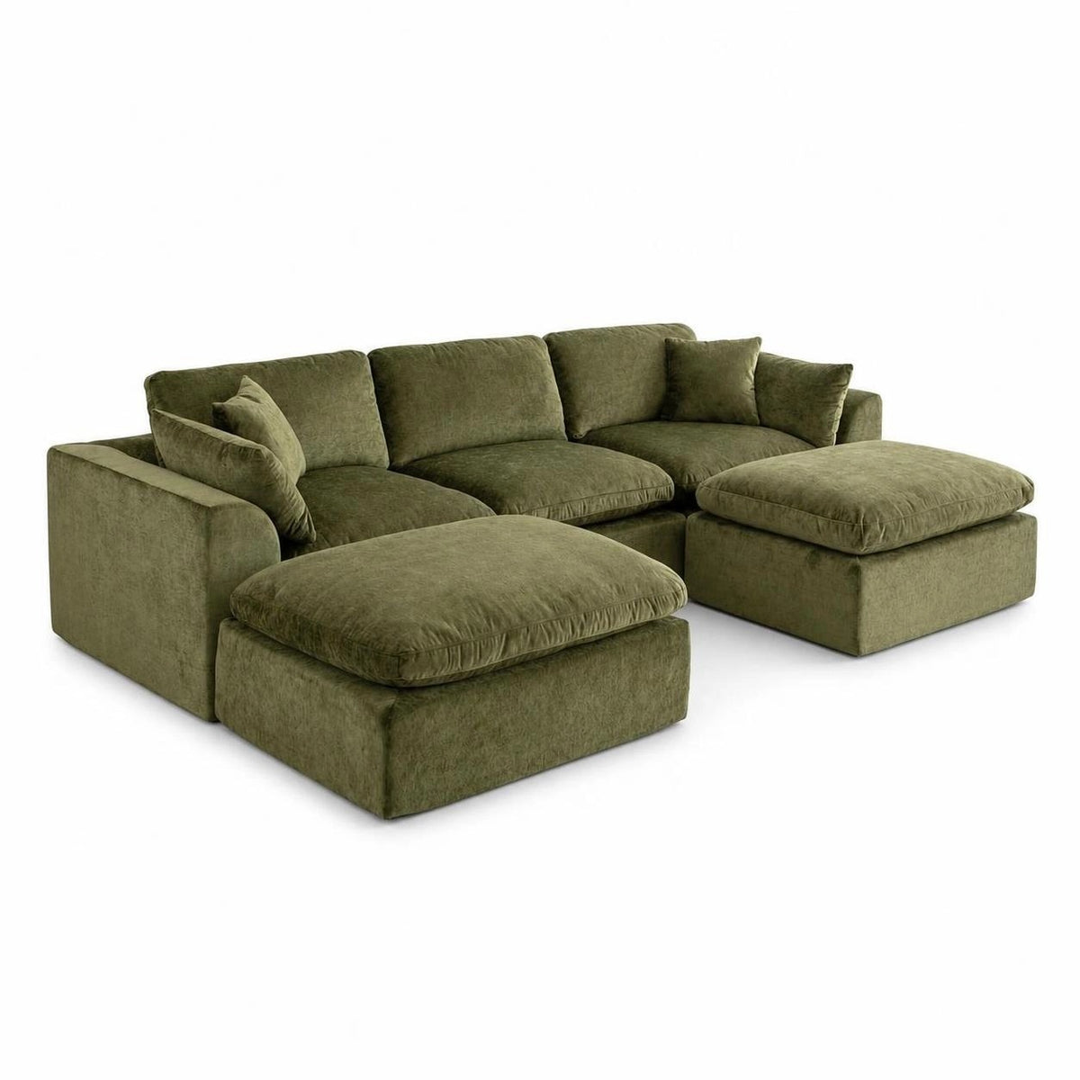 115'' U-shape 5-Piece Corner Modular Sectional Sofa, Extra Deep Living Room Couch