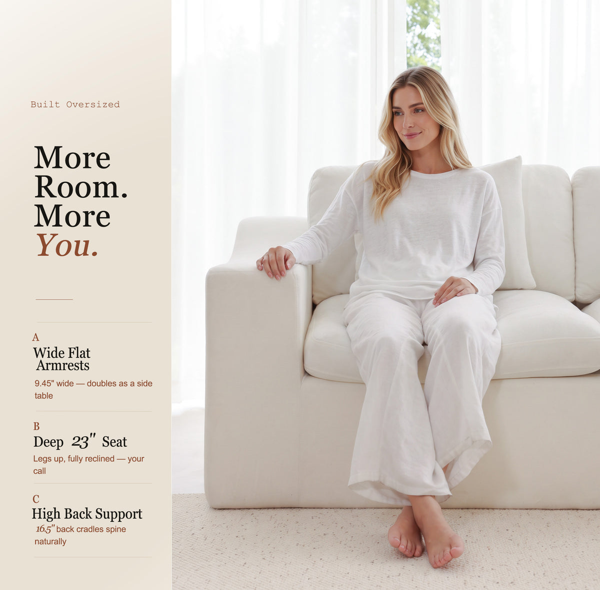 Niusonlan 2-Seater Chenille Cloud Modular Sofa