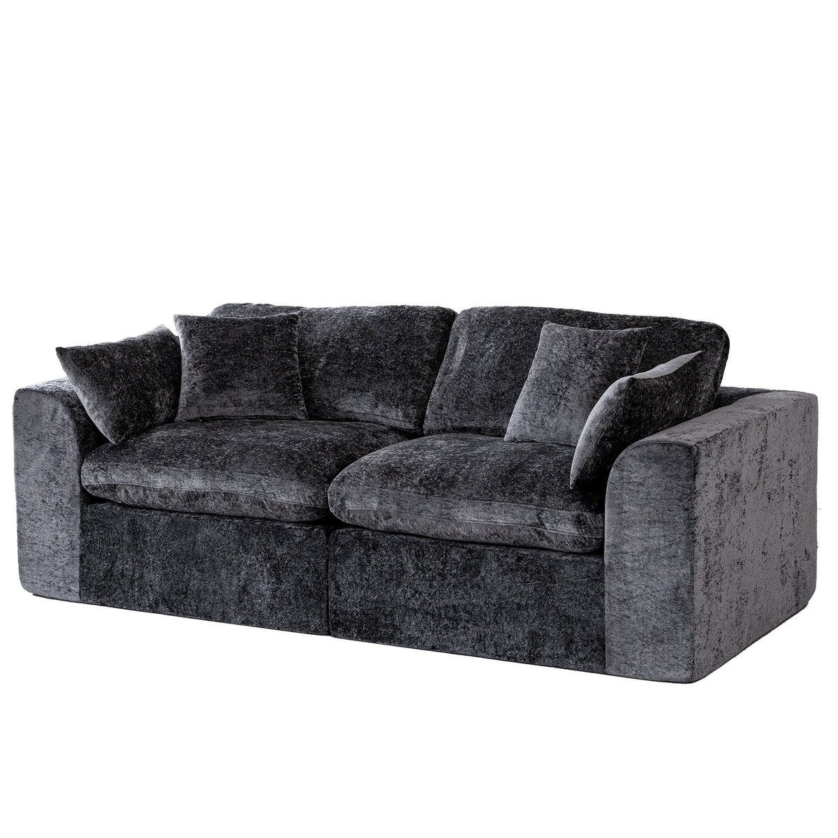 niusonlan 2-Piece Modular Loveseat, Deep Seat Chenille Living Room Sofa