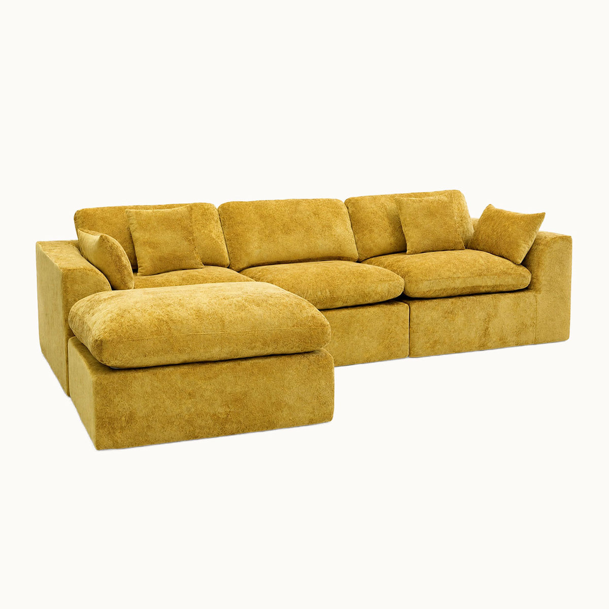 Cloud Sectional Couch for Living Room, Modern L-Shape Sofa with Back Cushion, Oversized Convertible Deep Chenille Seater Modular Couches
