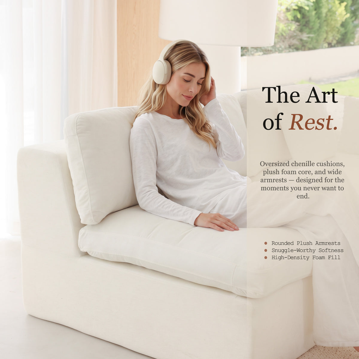 Niusonlan 2-Seater Chenille Cloud Modular Sofa