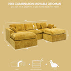 115'' U-shape 5-Piece Corner Modular Sectional Sofa, Extra Deep Living Room Couch
