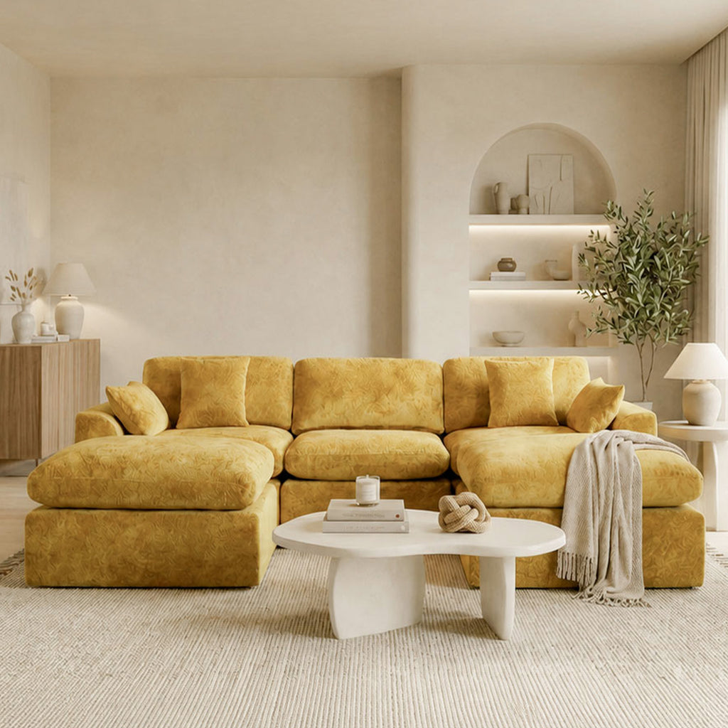 115'' U-shape 5-Piece Corner Modular Sectional Sofa, Extra Deep Living Room Couch