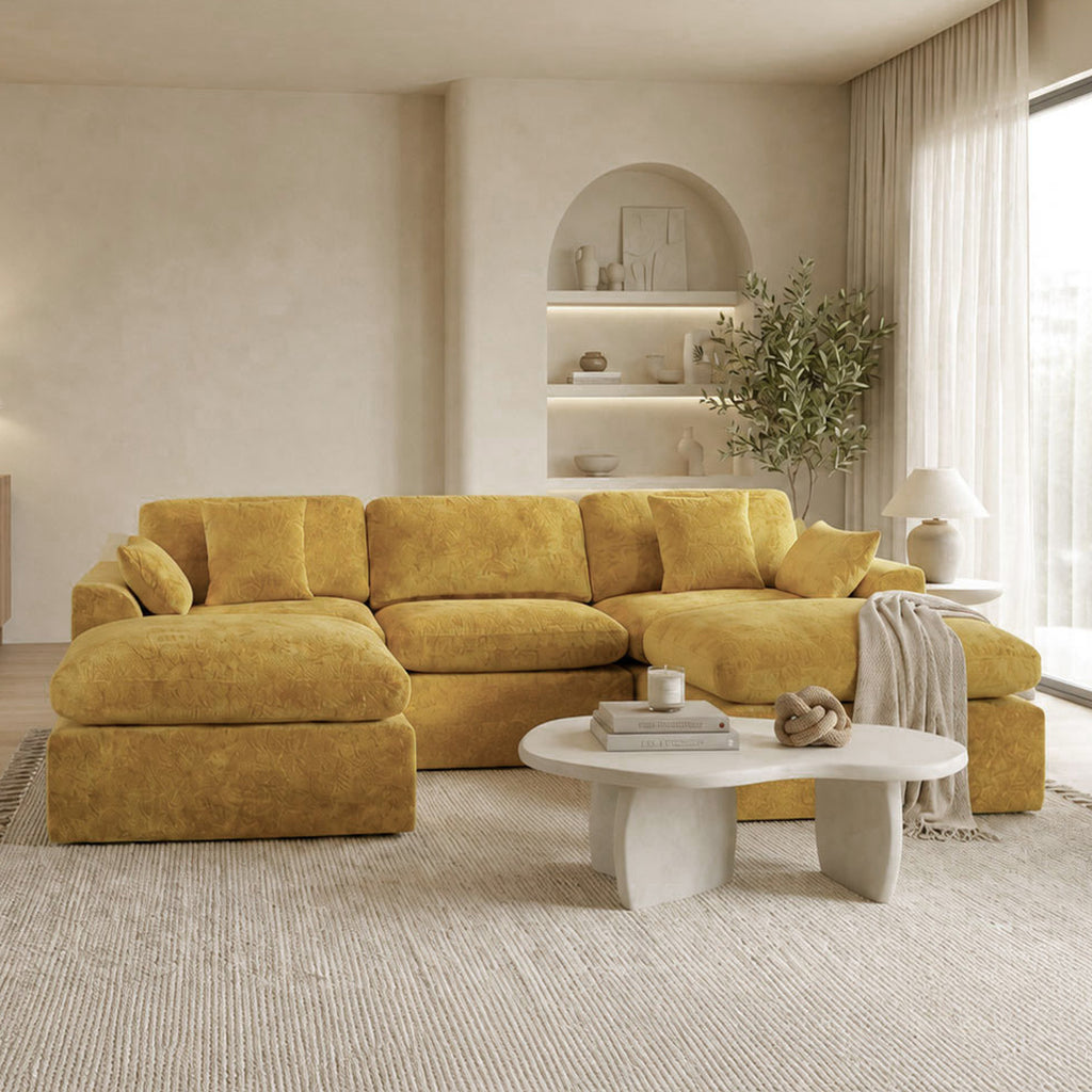 115'' U-shape 5-Piece Corner Modular Sectional Sofa, Extra Deep Living Room Couch