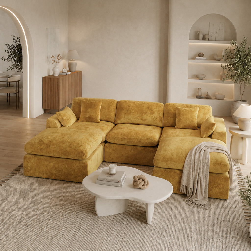 115'' U-shape 5-Piece Corner Modular Sectional Sofa, Extra Deep Living Room Couch