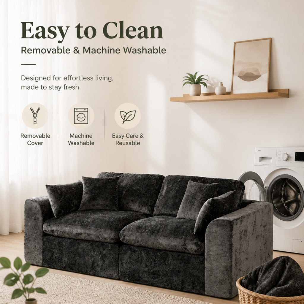 niusonlan 2-Piece Modular Loveseat, Deep Seat Chenille Living Room Sofa