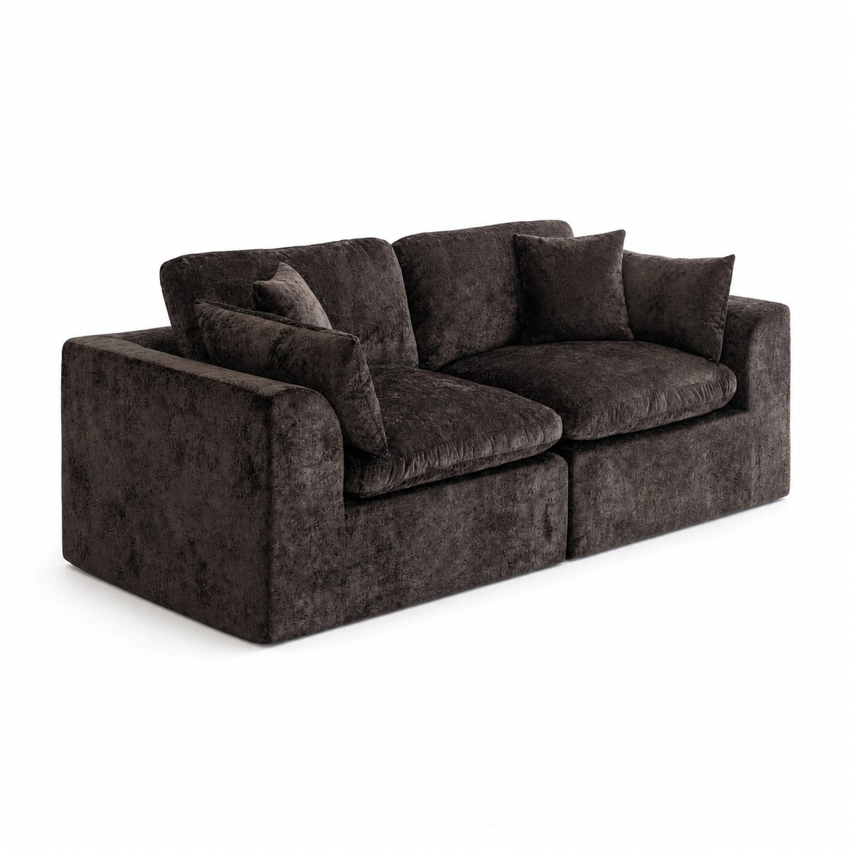 niusonlan 2-Piece Modular Loveseat, Deep Seat Chenille Living Room Sofa