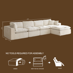 146‘’ L-Shape Sectional Couch 4+1 Extra-Wide Sofa, Deep Chenille Spacious Modular Sofa for Big Living Room