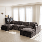 146‘’ U-Shape Sectional Couch 4+2 Max Capacity Sofa, Deep Chenille Extra-Large Modular Sofa for Home Theater