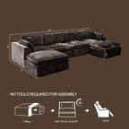 146‘’ U-Shape Sectional Couch 4+2 Max Capacity Sofa, Deep Chenille Extra-Large Modular Sofa for Home Theater