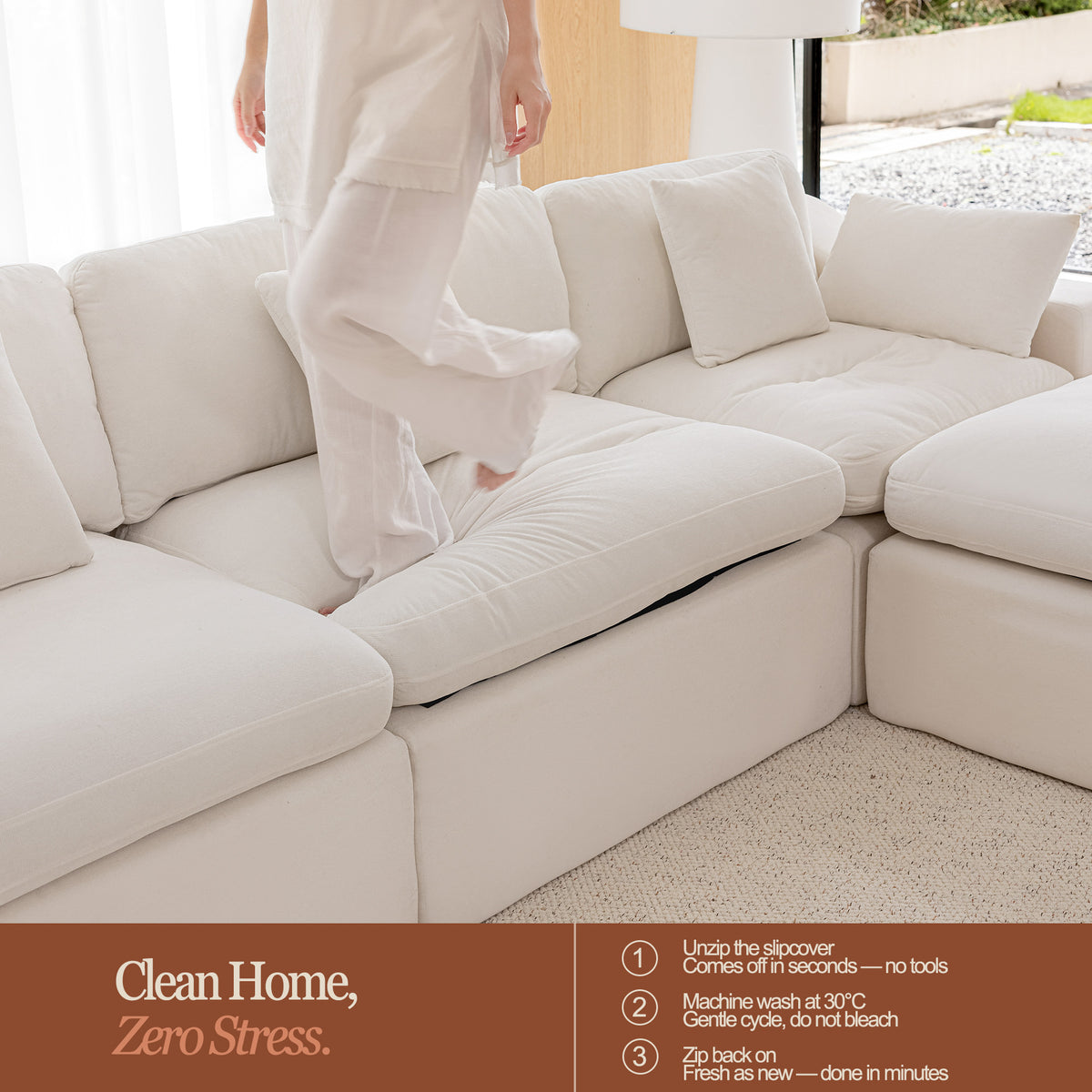 Niusonlan 2-Seater Chenille Cloud Modular Sofa