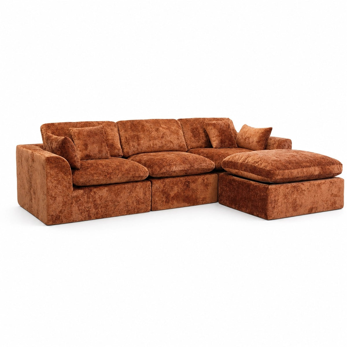 Cloud Sectional Couch for Living Room, Modern L-Shape Sofa with Back Cushion, Oversized Convertible Deep Chenille Seater Modular Couches