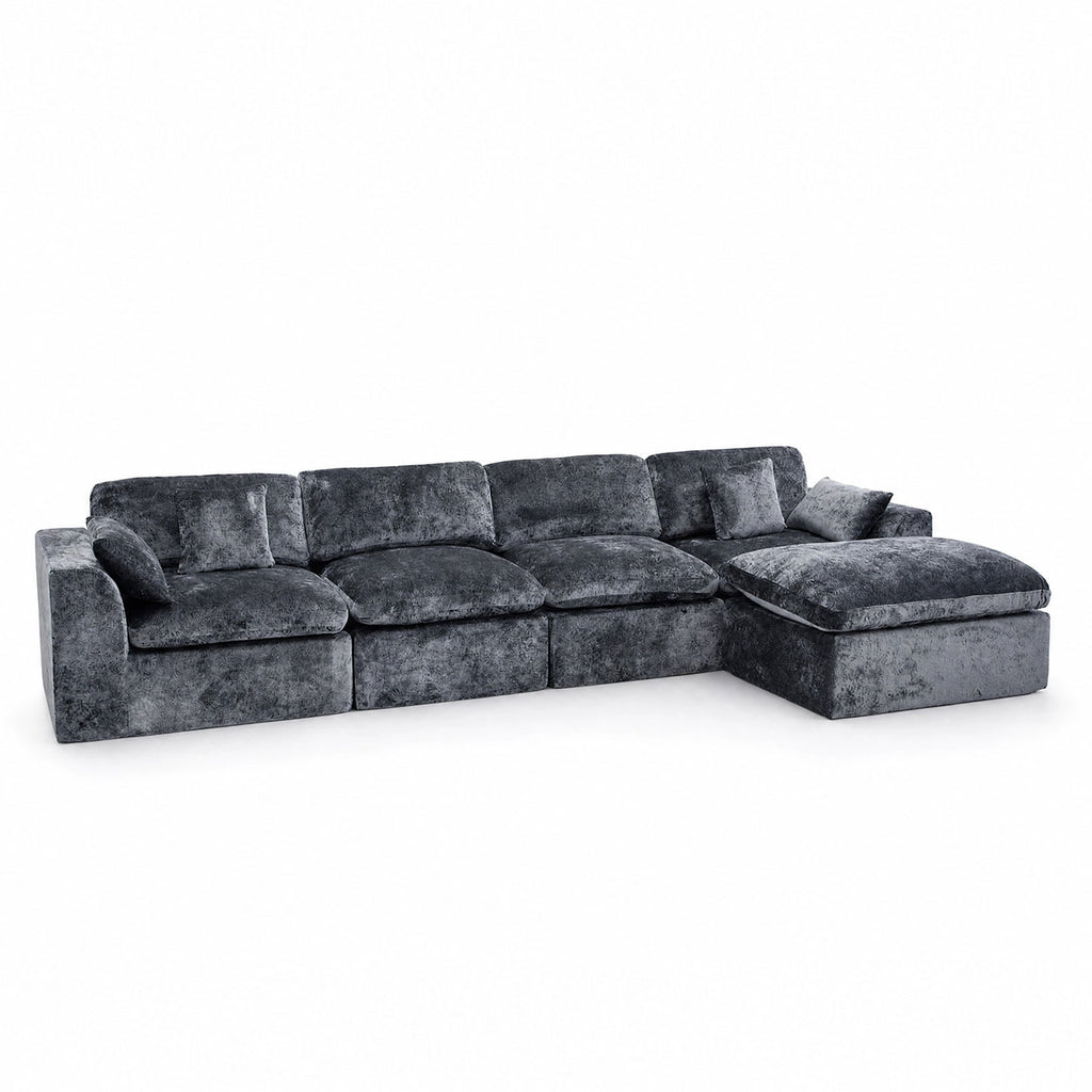 146‘’ L-Shape Sectional Couch 4+1 Extra-Wide Sofa, Deep Chenille Spacious Modular Sofa for Big Living Room