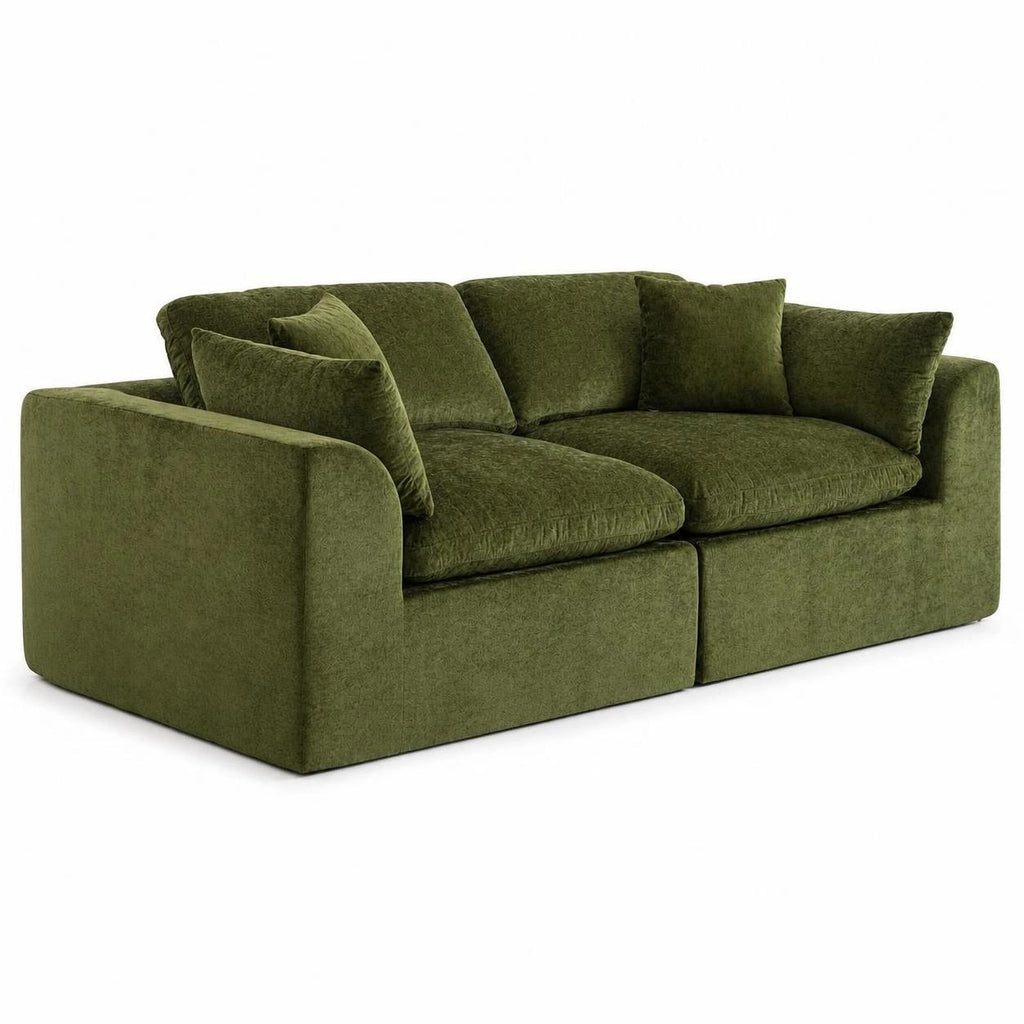 niusonlan 2-Piece Modular Loveseat, Deep Seat Chenille Living Room Sofa