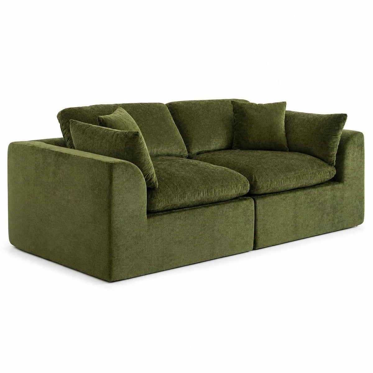 niusonlan 2-Piece Modular Loveseat, Deep Seat Chenille Living Room Sofa