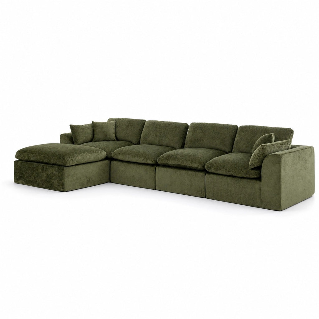 146‘’ L-Shape Sectional Couch 4+1 Extra-Wide Sofa, Deep Chenille Spacious Modular Sofa for Big Living Room