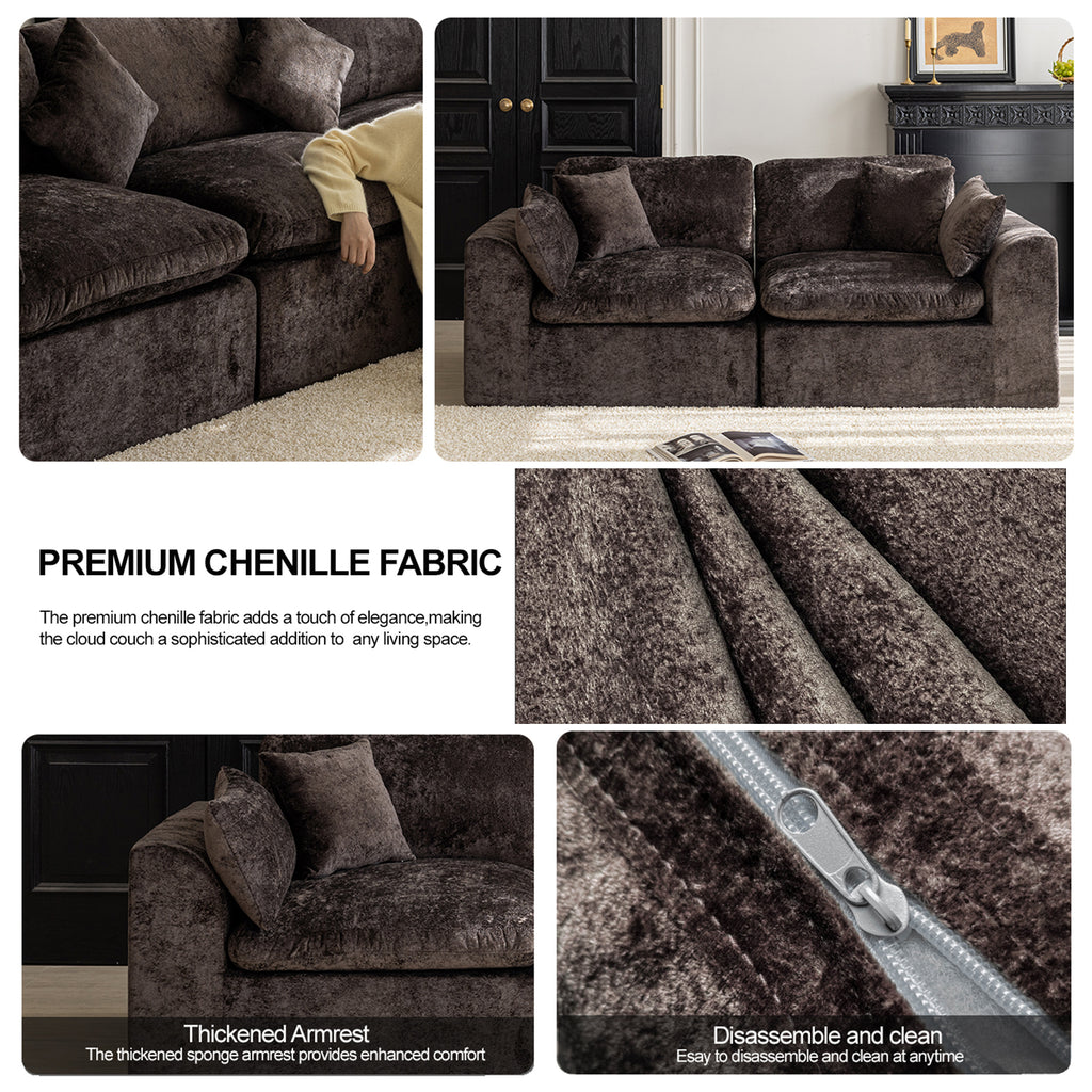 146‘’ U-Shape Sectional Couch 4+2 Max Capacity Sofa, Deep Chenille Extra-Large Modular Sofa for Home Theater