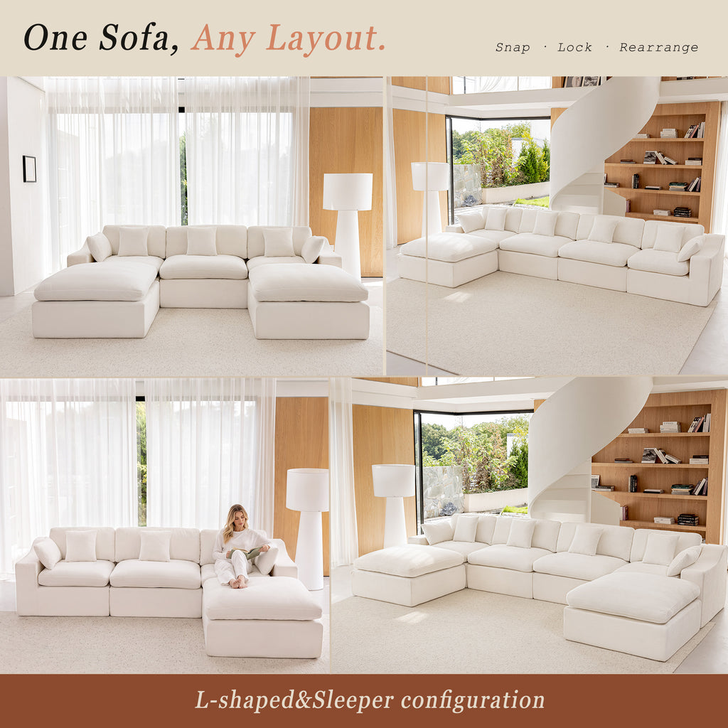 Niusonlan 2-Seater Chenille Cloud Modular Sofa
