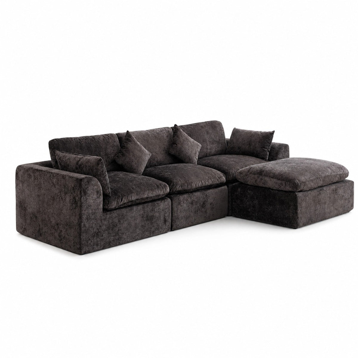 Cloud Sectional Couch for Living Room, Modern L-Shape Sofa with Back Cushion, Oversized Convertible Deep Chenille Seater Modular Couches