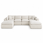 146‘’ U-Shape Sectional Couch 4+2 Max Capacity Sofa, Deep Chenille Extra-Large Modular Sofa for Home Theater