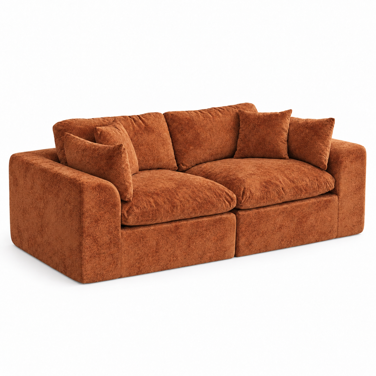 niusonlan 2-Piece Modular Loveseat, Deep Seat Chenille Living Room Sofa