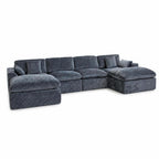 146‘’ U-Shape Sectional Couch 4+2 Max Capacity Sofa, Deep Chenille Extra-Large Modular Sofa for Home Theater