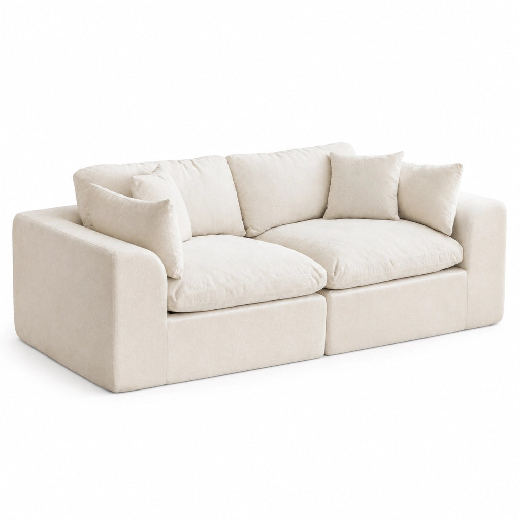 niusonlan 2-Piece Modular Loveseat, Deep Seat Chenille Living Room Sofa