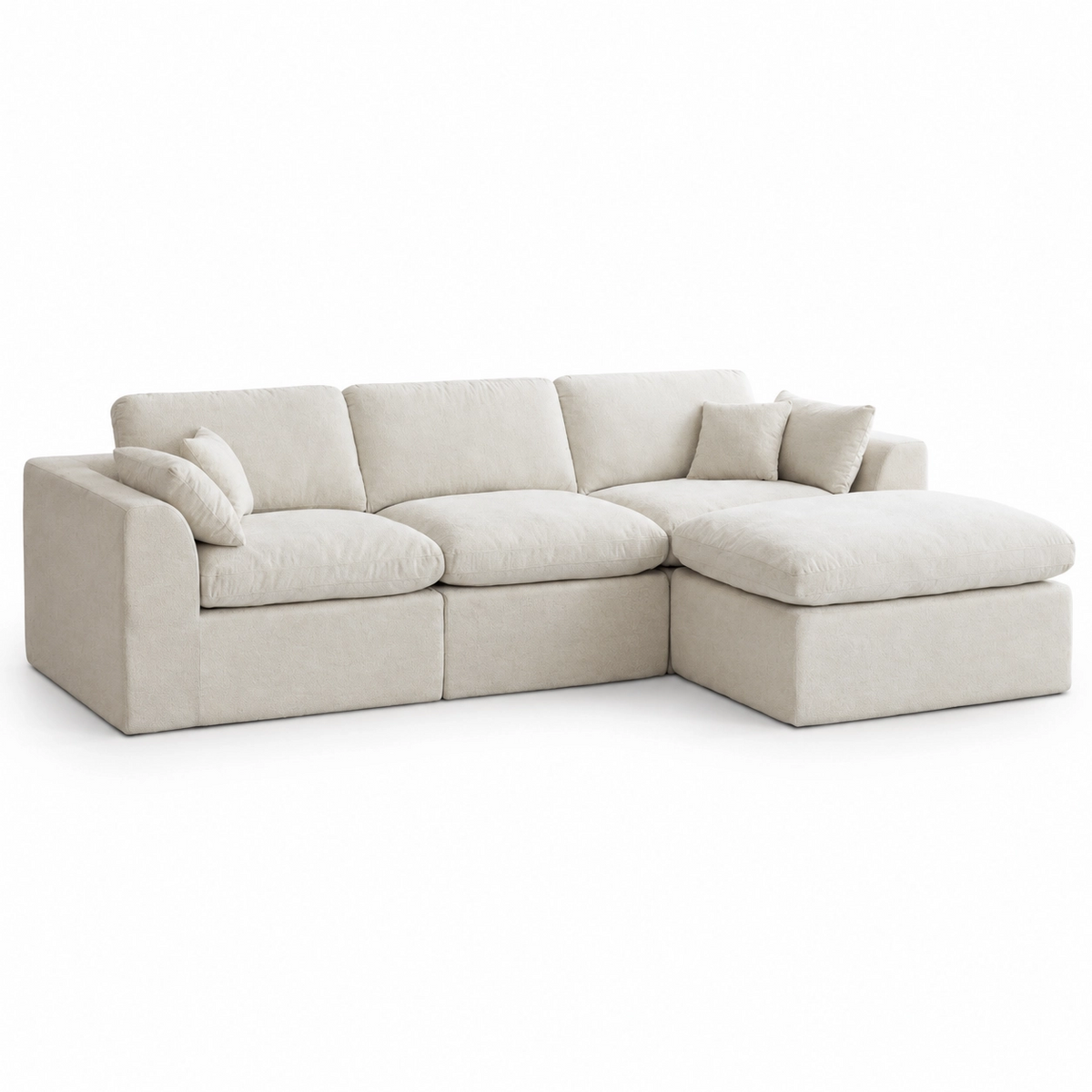 Cloud Sectional Couch for Living Room, Modern L-Shape Sofa with Back Cushion, Oversized Convertible Deep Chenille Seater Modular Couches